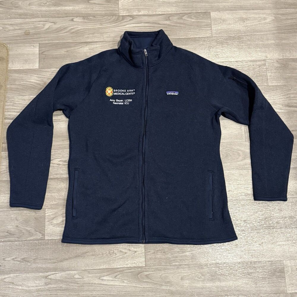 Patagonia Better Sweater Jacket Womens XL Full Zip Fleece Navy Blue Embroidered